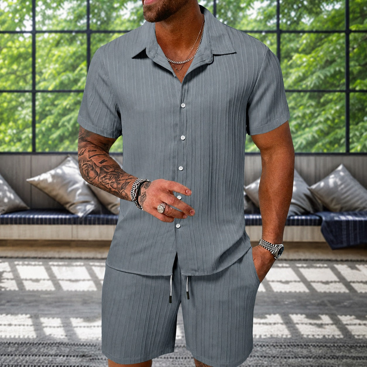 Albie - Relaxed Textured Shirt Set