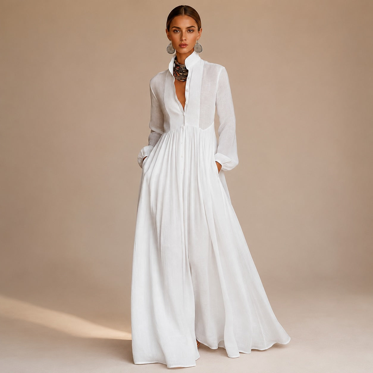 Kyran - Stylish Long-Sleeved Maxi Dress