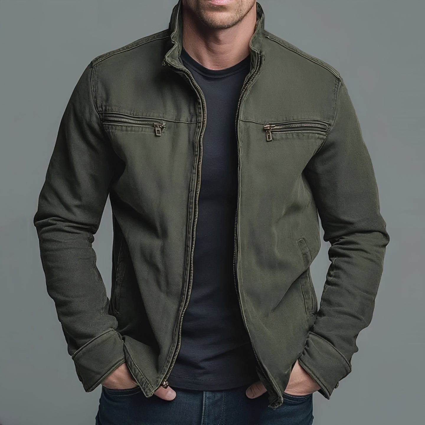 Jaden - Casual Washed Zip Jacket