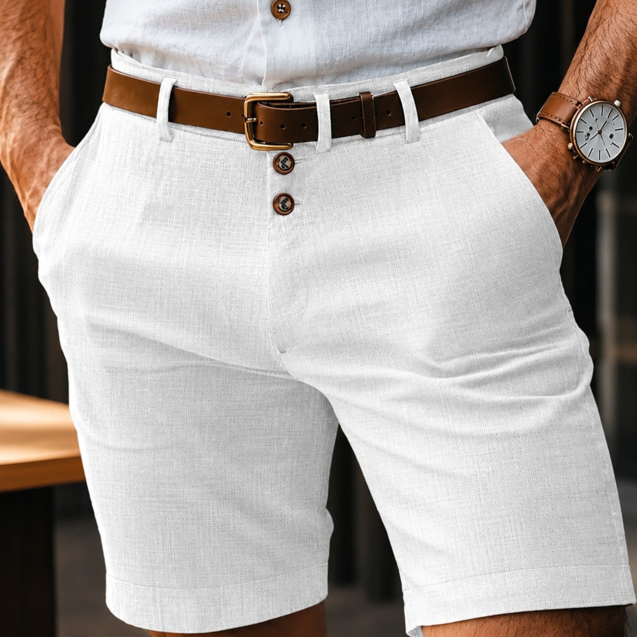 Herbie - Casual Shorts with Button Accents