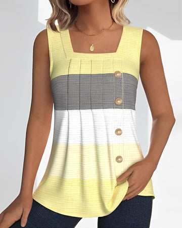 Grace - Casual Striped Pleated Tank Top
