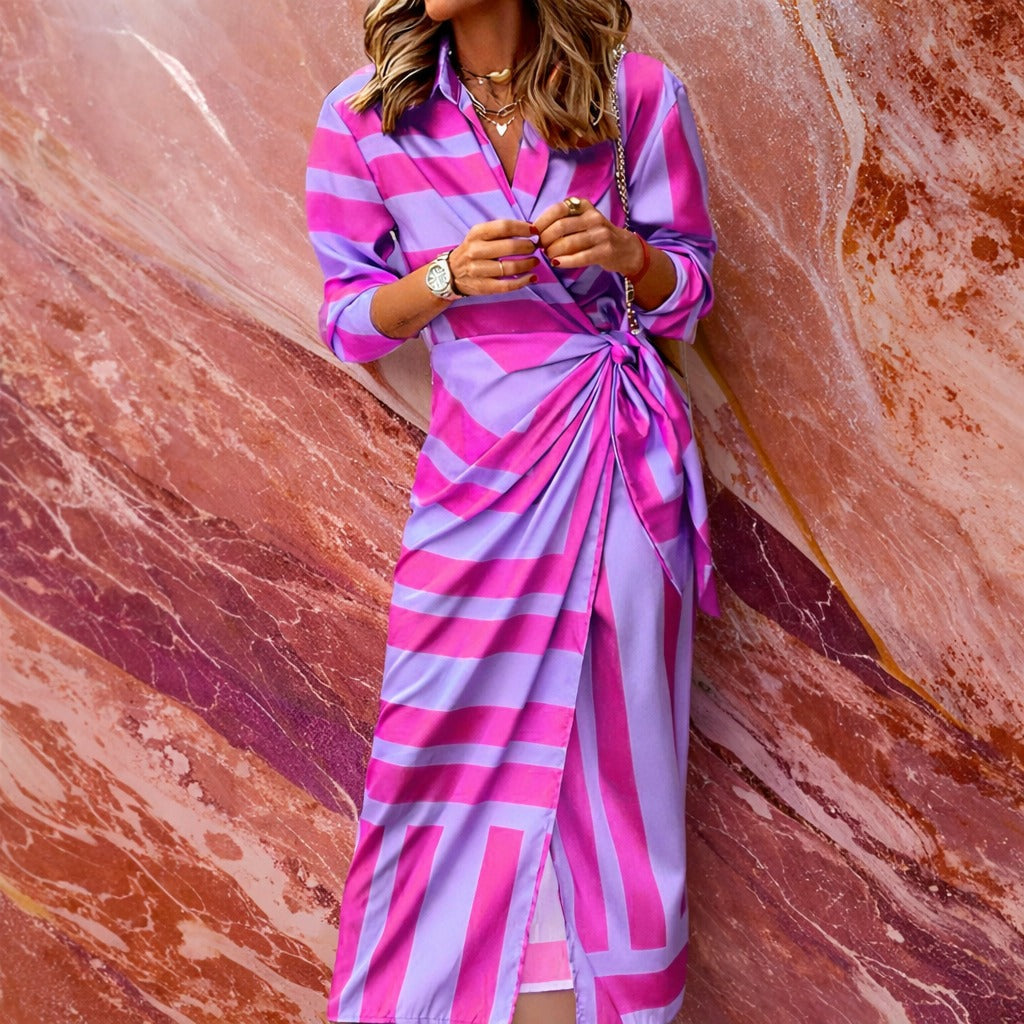 Aliza - Chic Striped Wrap Dress