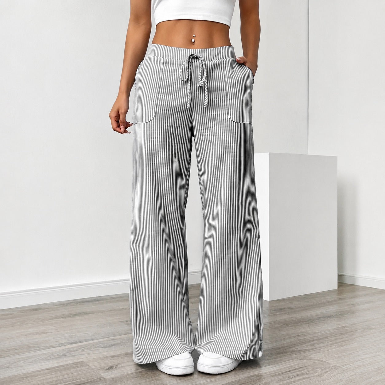 Amanda - Comgy Striped Pants with Pockets