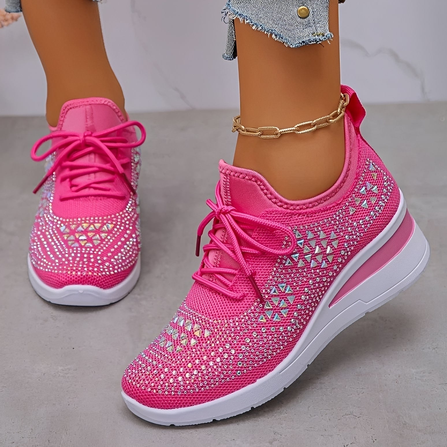 Elodie - Stylish Comfortable Sneakers with Rhinestone Details