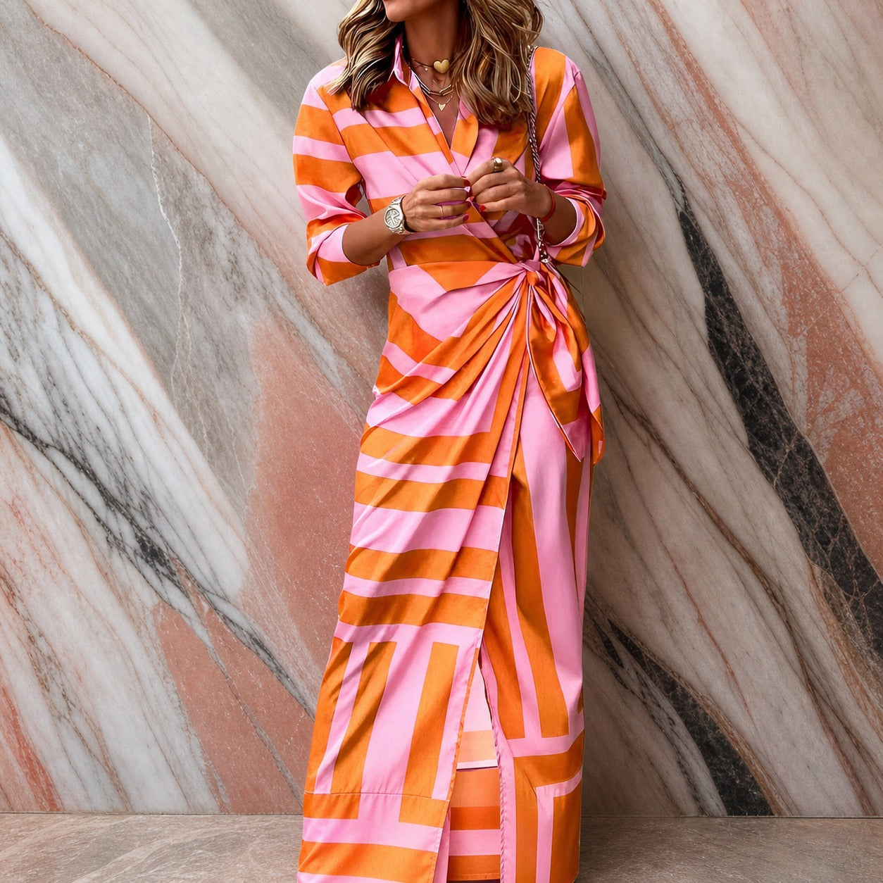 Aliza - Chic Striped Wrap Dress