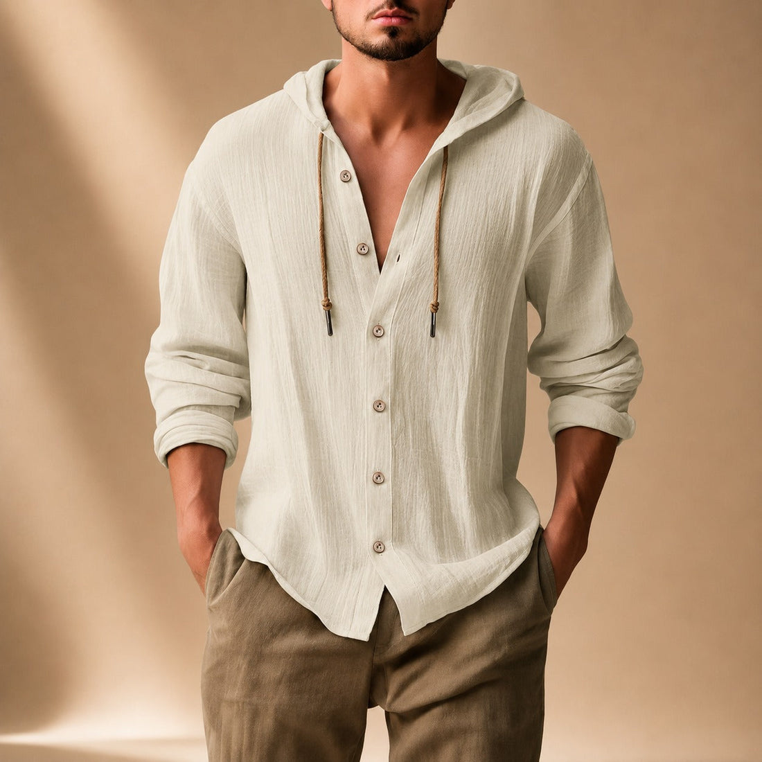 Kayne - Cozy Hooded Long Sleeve Shirt
