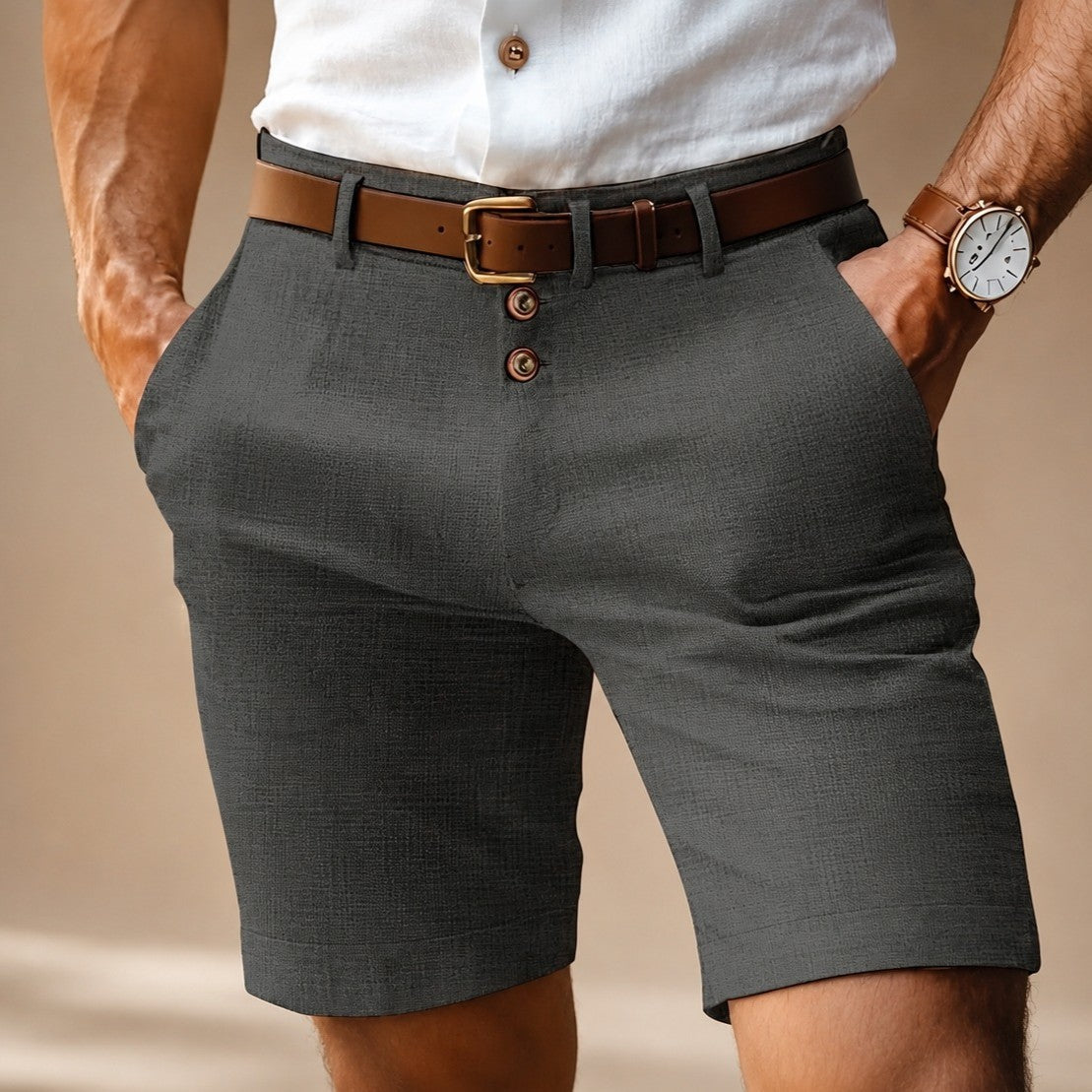 Herbie - Casual Shorts with Button Accents