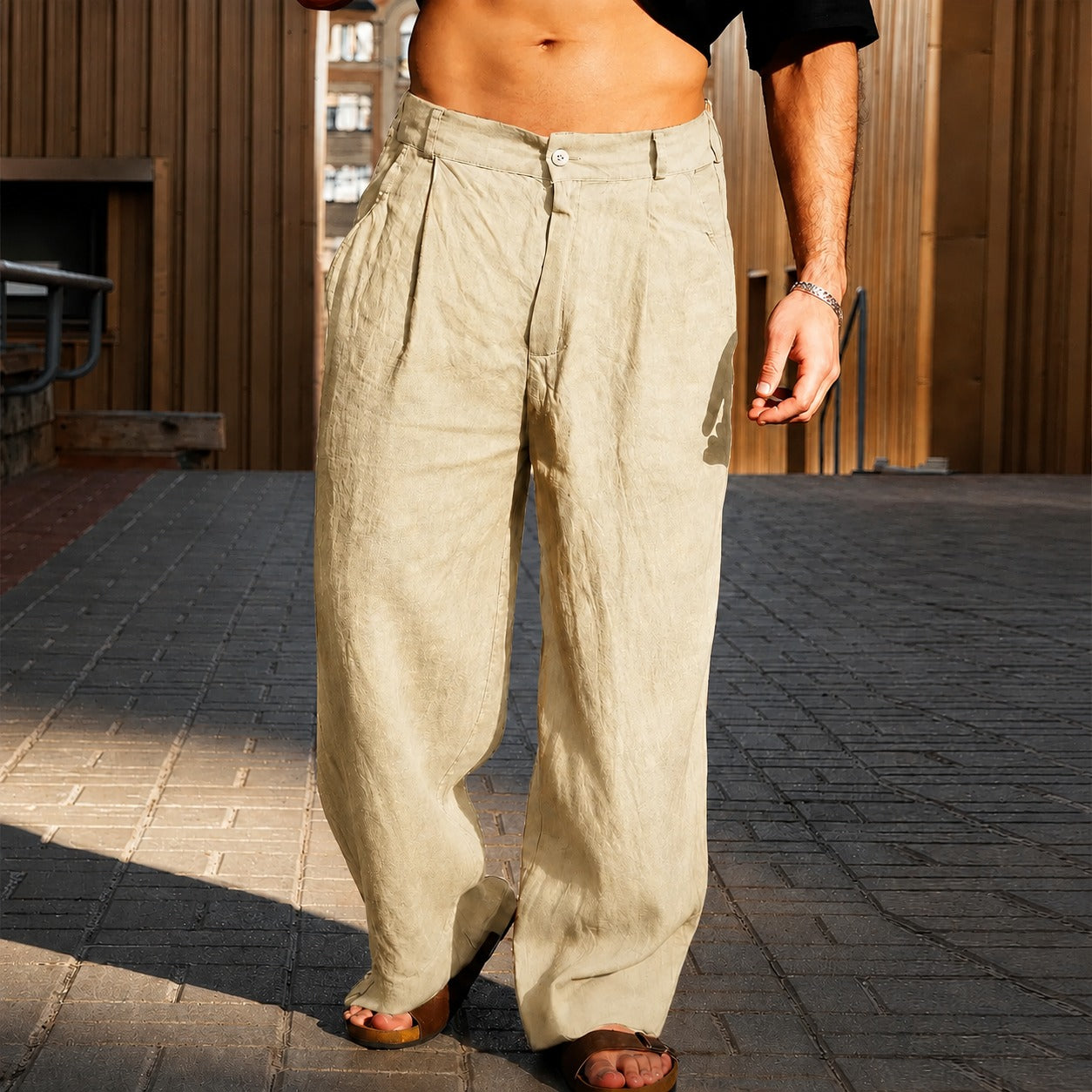 Brandon - Lightweight Wide-Leg Trousers