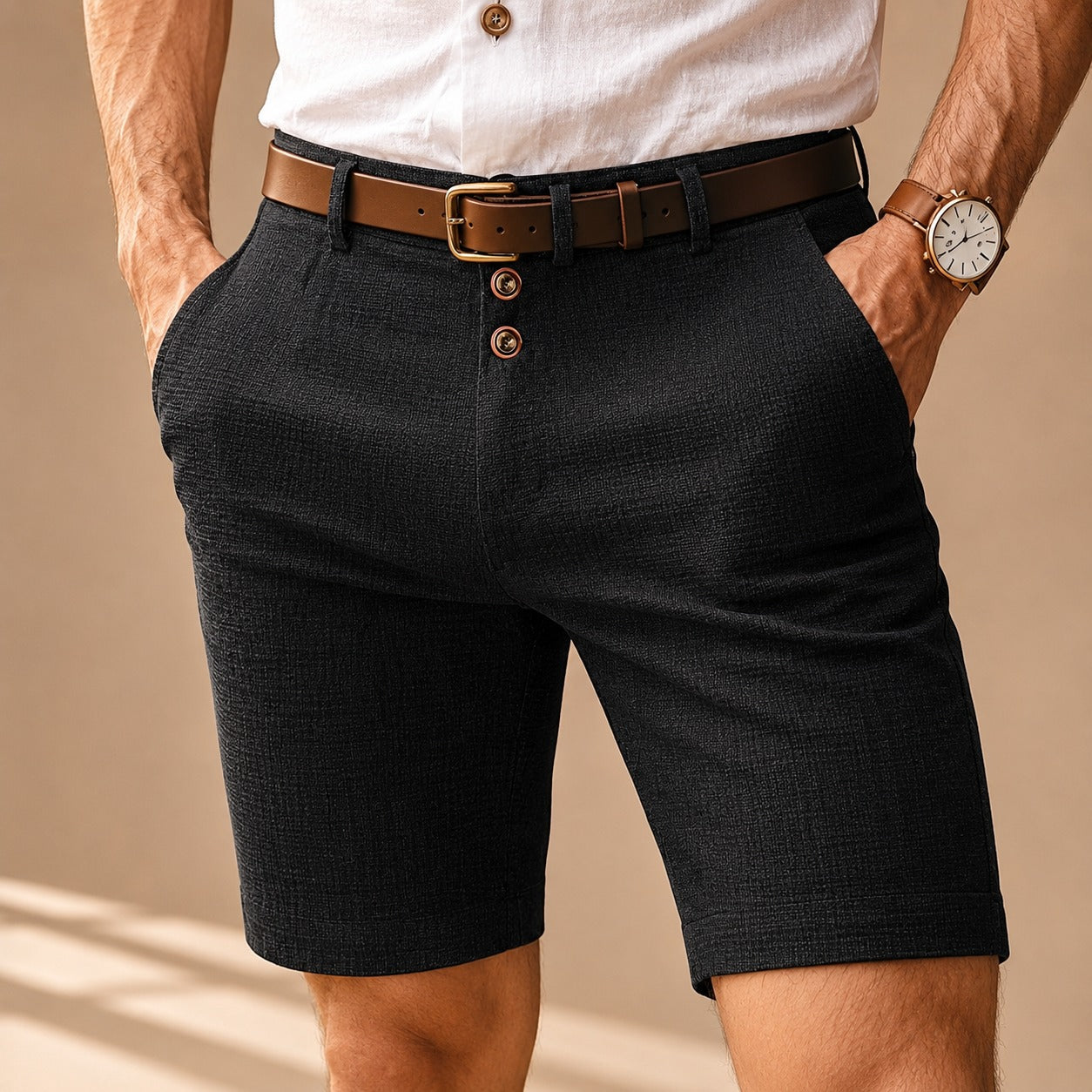 Herbie - Casual Shorts with Button Accents
