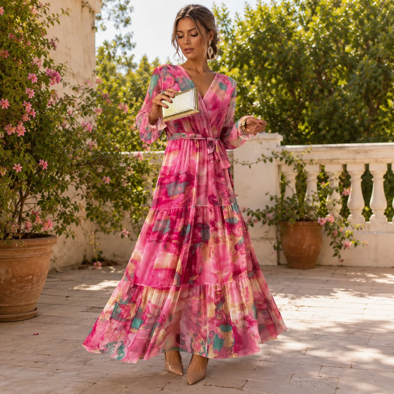 Carroll - Long Sleeve Floral Dress