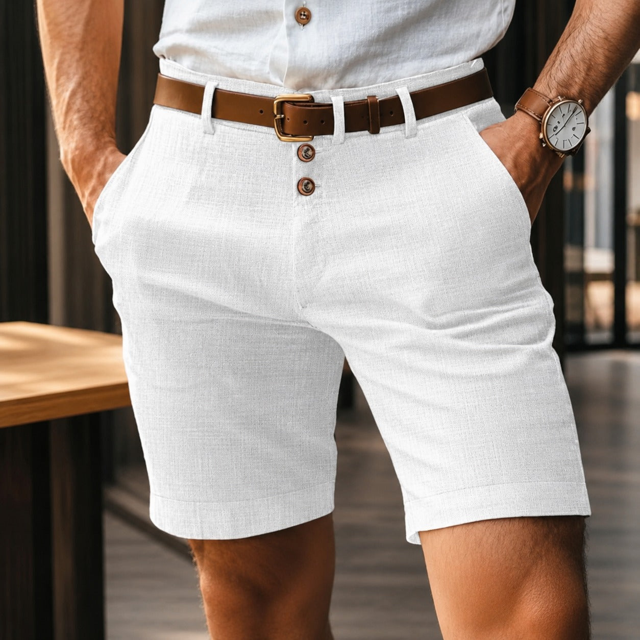 Herbie - Casual Shorts with Button Accents
