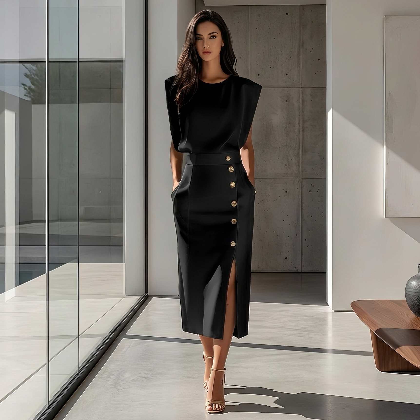 Daniela - Stylish Knee-Length Dress with Slit