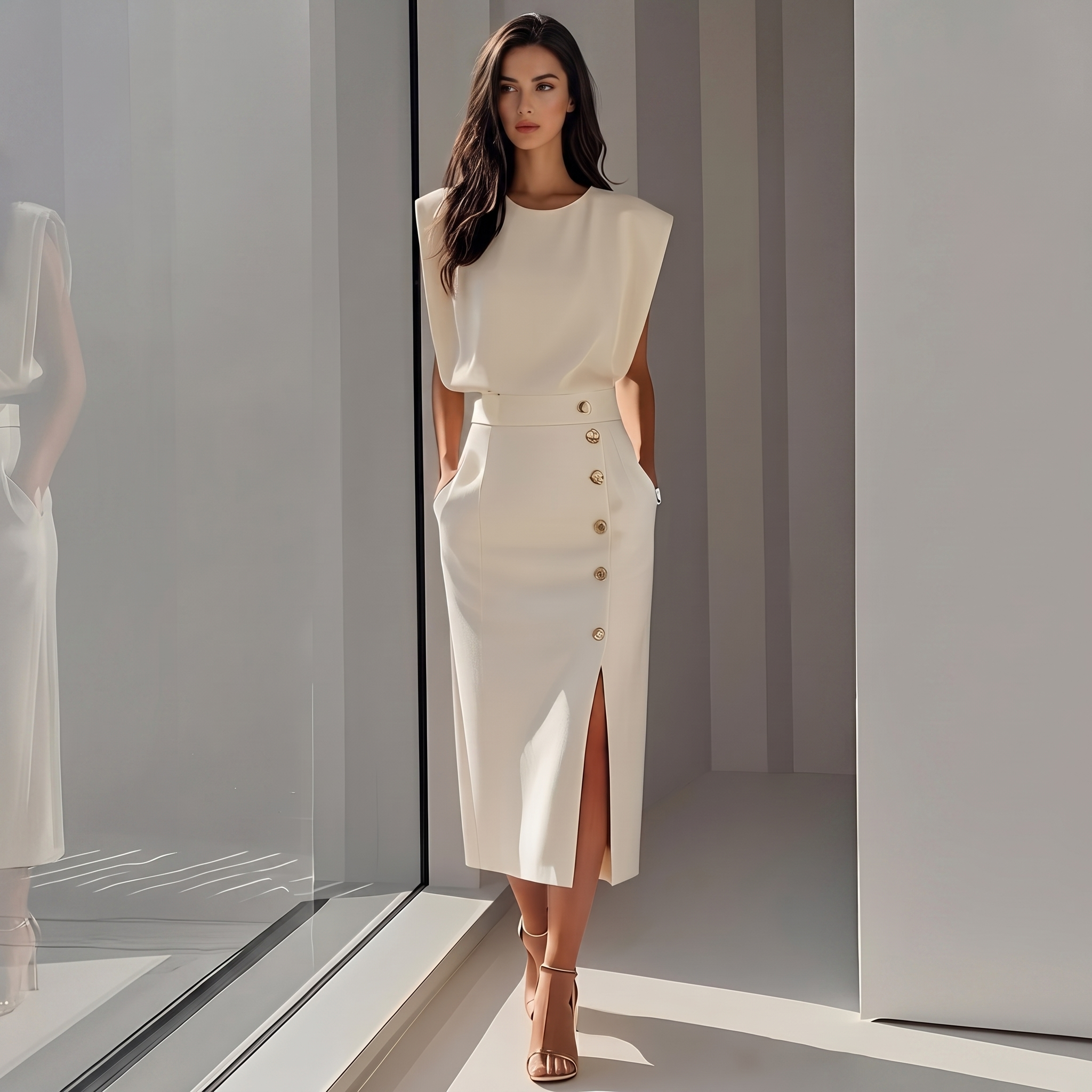 Daniela - Stylish Knee-Length Dress with Slit