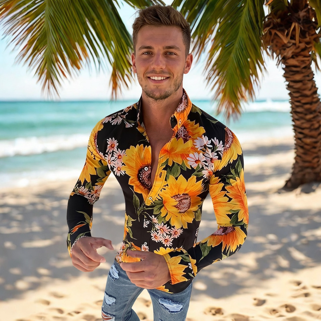 Denzel - Floral Pattern Long Sleeve Shirt