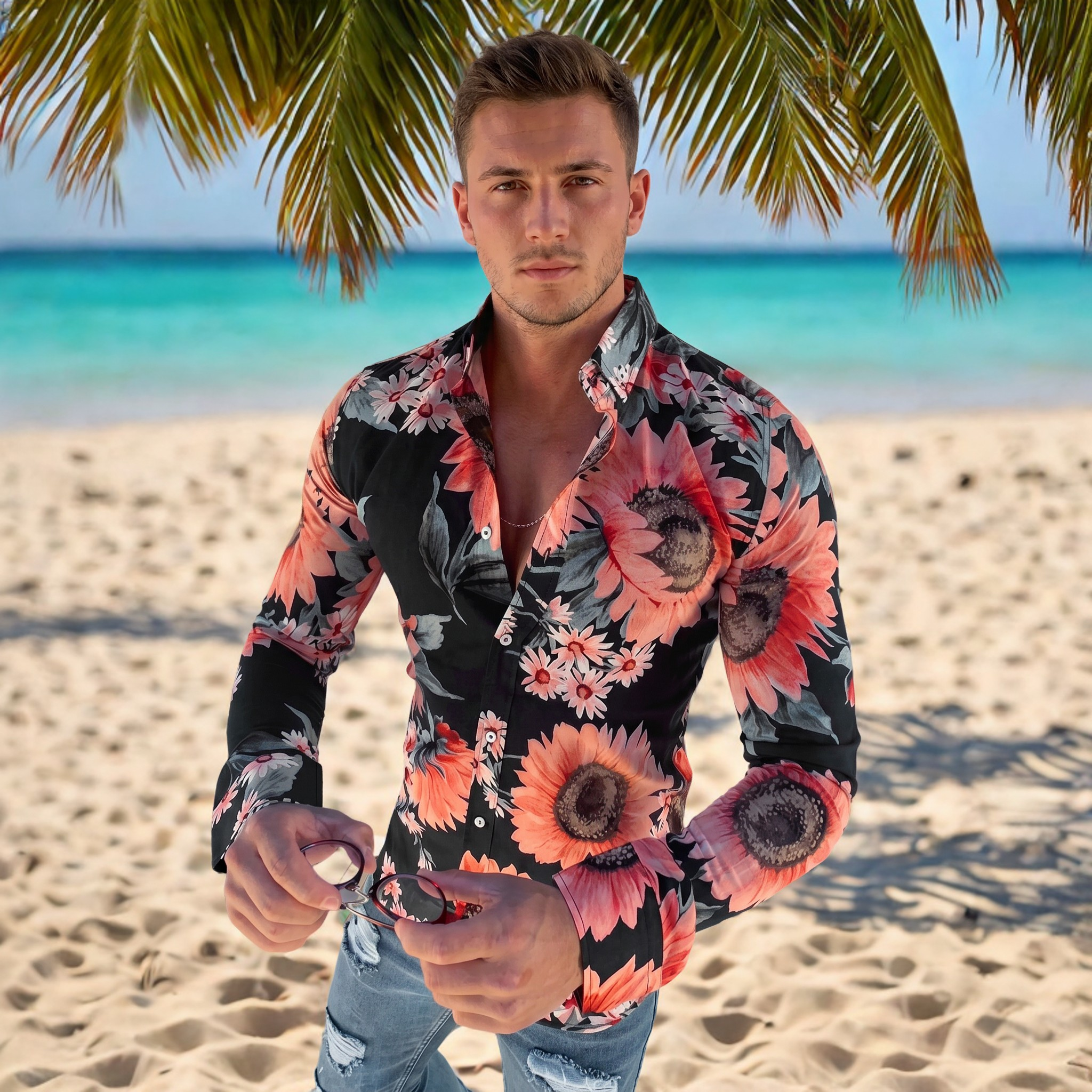 Denzel - Floral Pattern Long Sleeve Shirt
